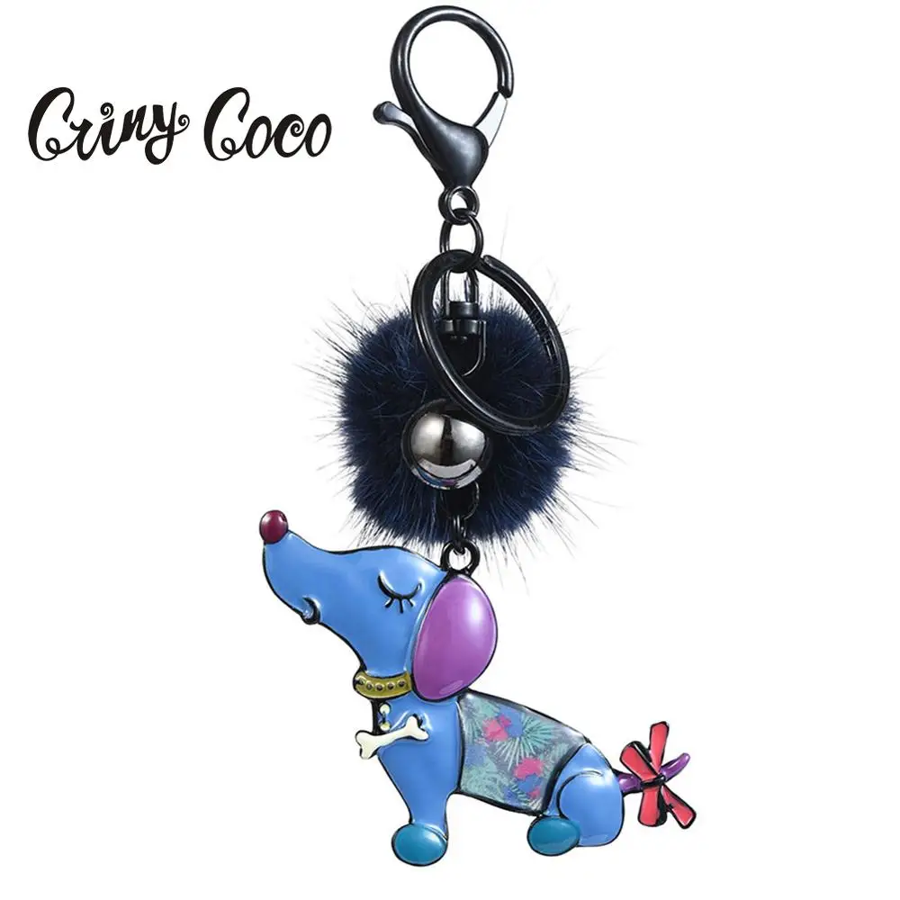 

2019 Hot Sale Cute Dog Pet Key Chains for Women Men Jewelry Accessories Blue Enamel Animal Car Bag Pendant Keychains Keyrings
