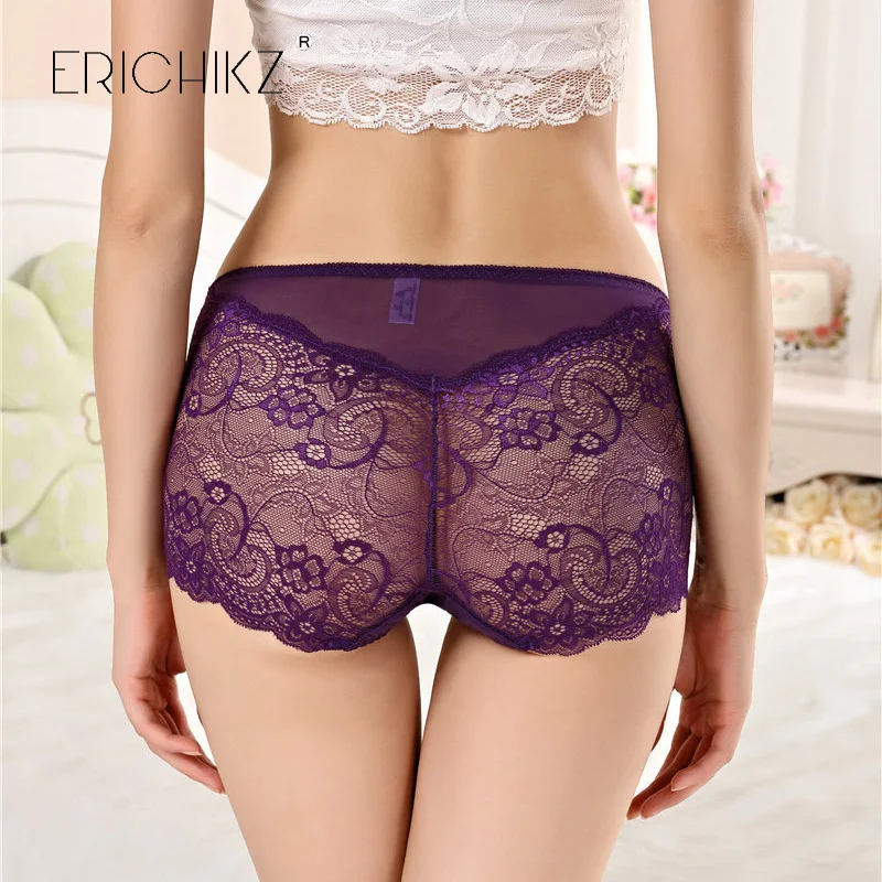 ERICHIKZ New summer Sexy Women Female Briefs Panties Brand Lace Underwear Womens Nylon Underware