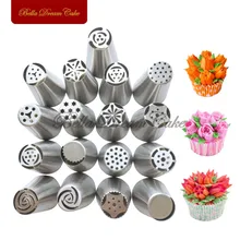 17 teile/satz Düse für Kuchendekor, russland Düsen Zuckerglasur-friedliche Tipps, blatt für Tulip Dekorieren, flower design backformen jg0017