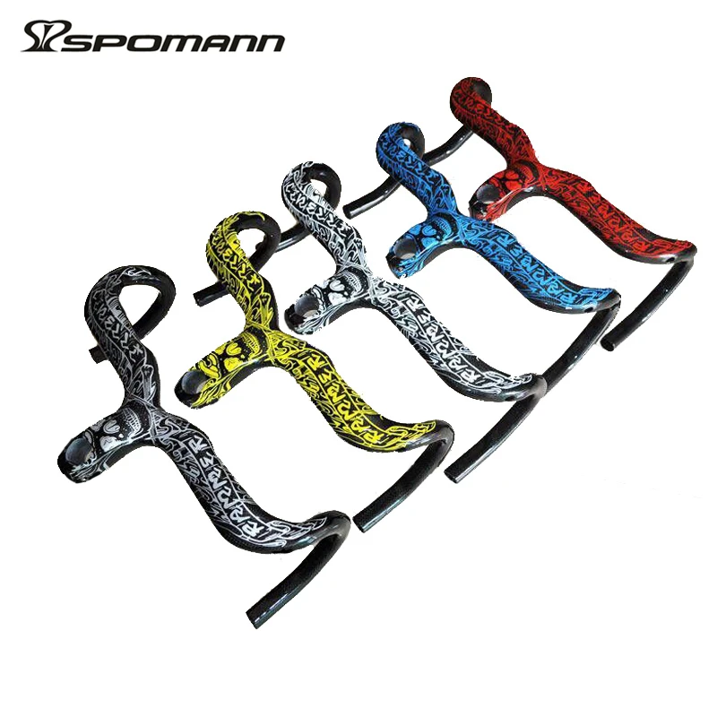 

Spomann Carbon Fibre Road Bicycle Integrated Handlebar Ultralight Bike Bend Bar Racing Road Handlebar Stem Bikes Parts 5 Colors