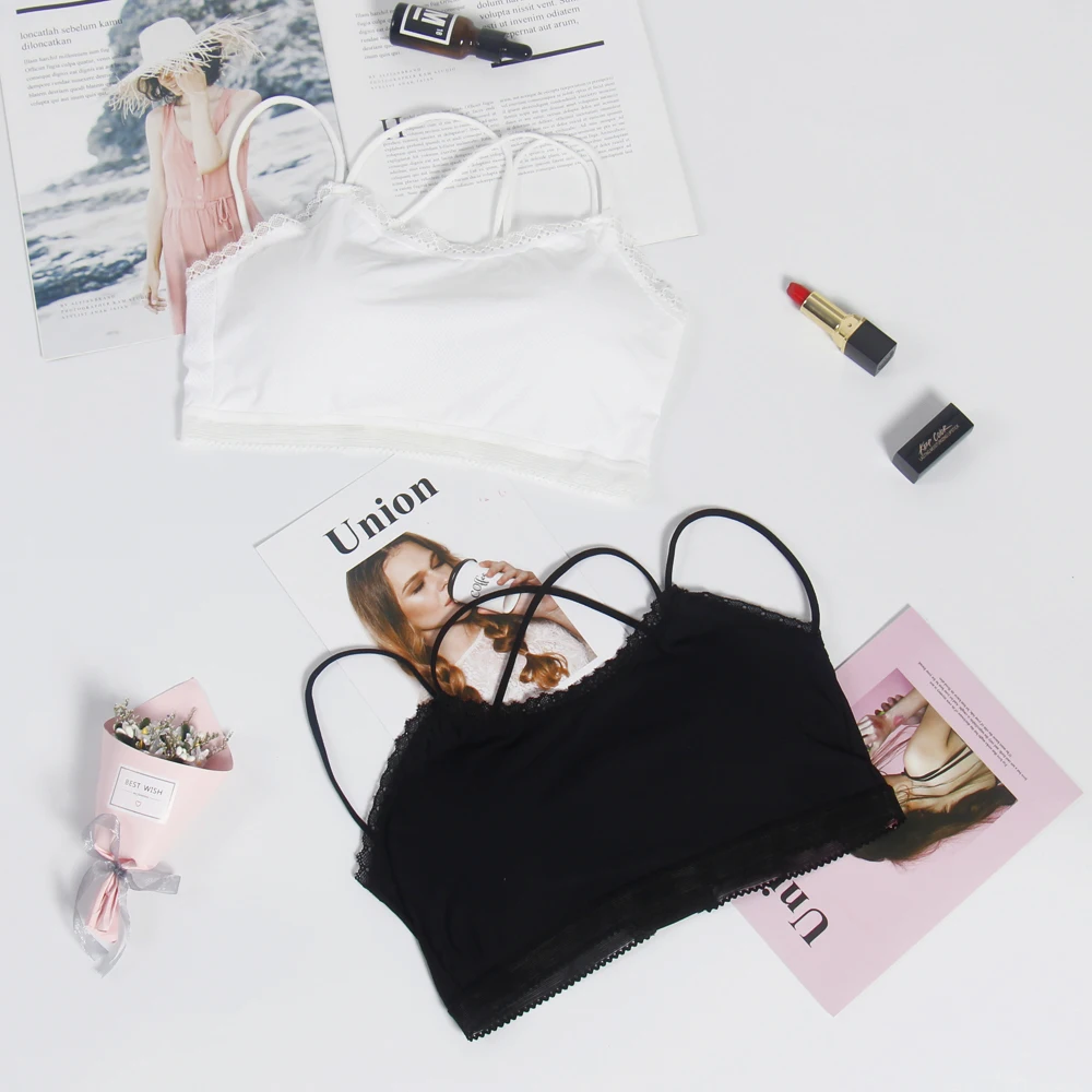 

CMENIN 2019 Cropped Ladies Strapless Tops Printed Lace Ladies Inner Underwear Sexy Lntimates Solid Black White Tube Top B0109