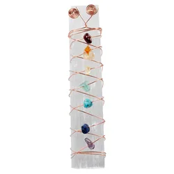 TUMBEELLUWA 7 Chakra Selenite Wand, Rainbow Chips Stone Wire Wrapping Crystal Stick, Healing Reiki Energy Metaphysical TUMBEELLUWA 7 Chakra Selenite Wand, Rainbow Chips Stone Wire Wrapping Crystal Stick, Healing Reiki Energy Metaphysical