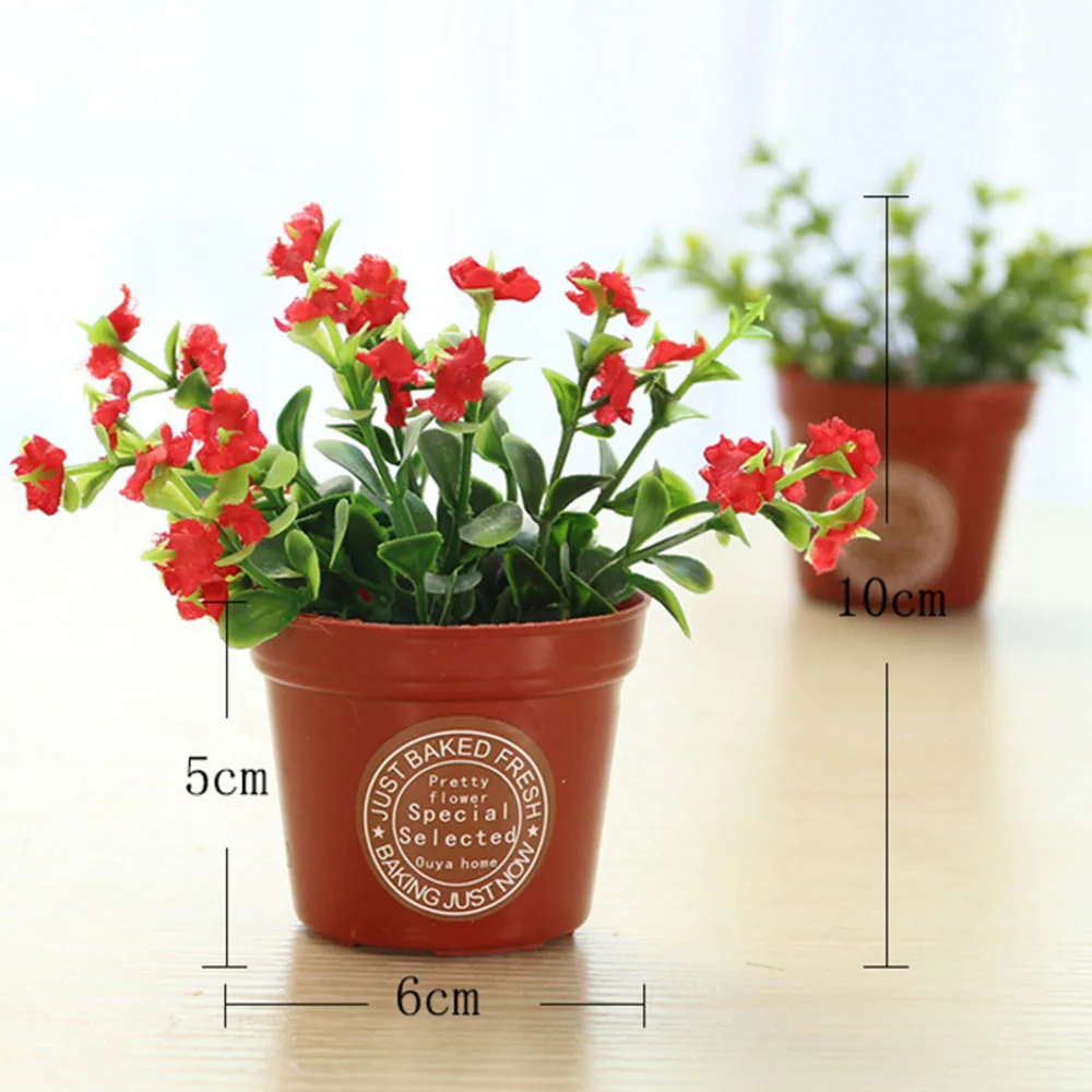 

Artificial Plants Home Decorative Flowers Mini Potted Berry Bonsai Green Plant 1 set(plants+vase) for Garden Farmhouse Decor
