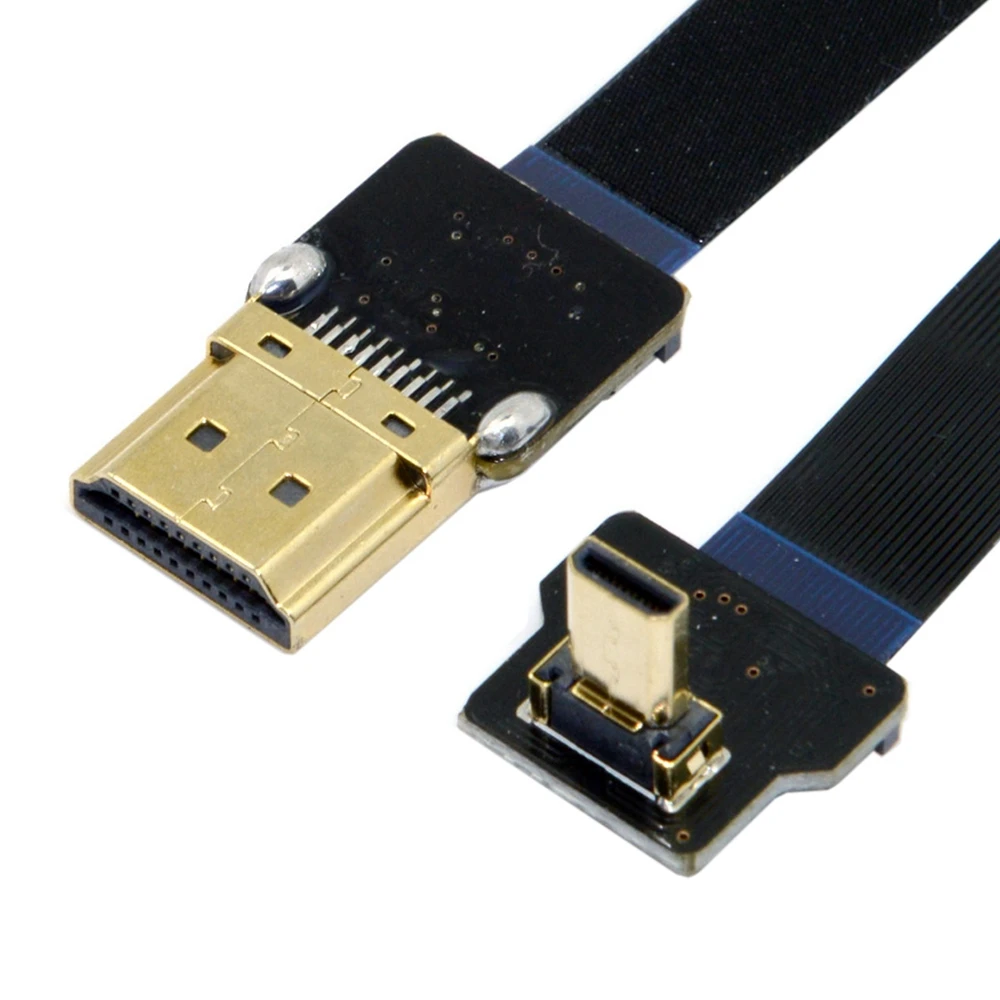 MLLSE 90 Degree Up Angled FPV Micro HDMI Male to HDMI Male FPC Flat