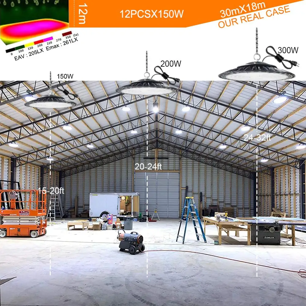 Comprar Enchufe garantía 5 años Led alta Bahía luz impermeable IP65 UFO almacén taller garaje Industrial lámpara estadio mercado aeropuerto