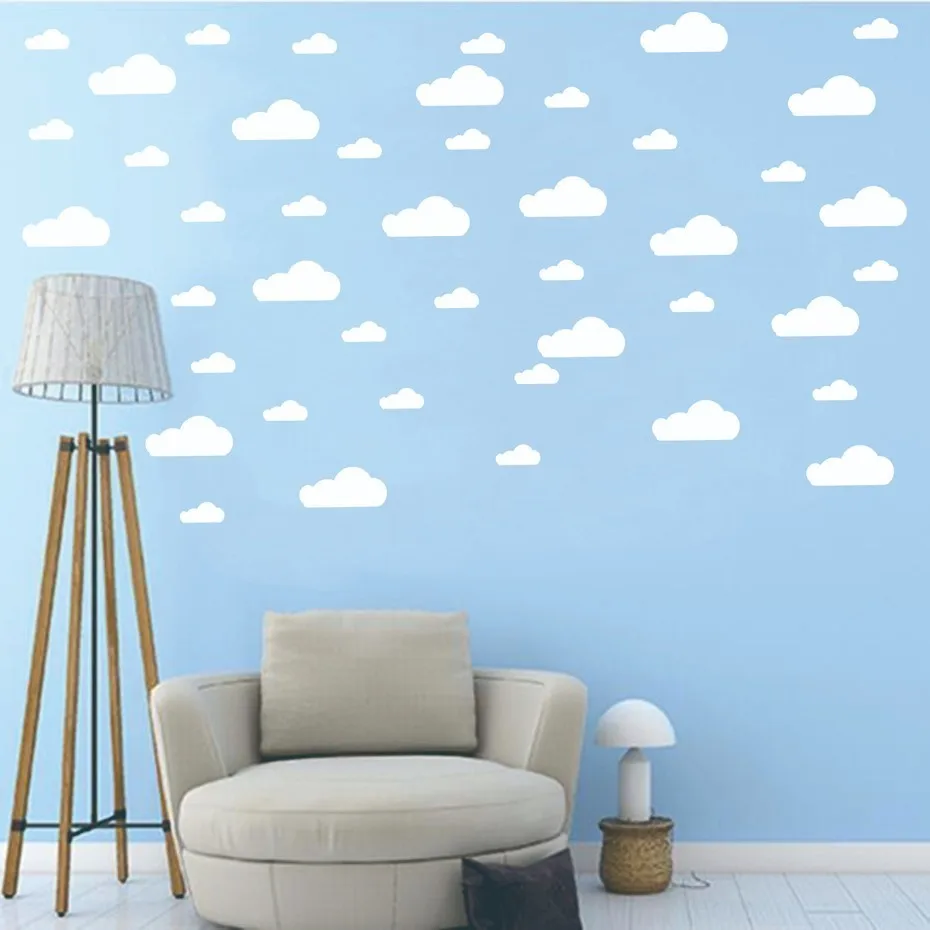 60 قطعة/المجموعة الغيوم Diy الجدار ملصق للإزالة الفينيل الشارات الفن ل الحضانة الفتيات بنين نوم غرفة الاطفال ديكور المنزل جدار ملصقات