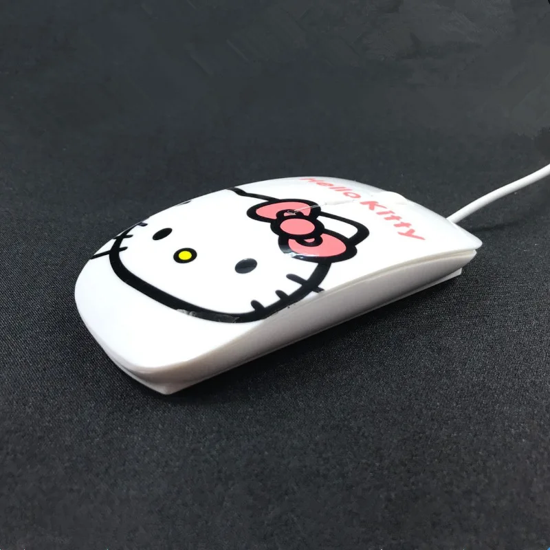 Бесшумная модная Проводная мультяшная мышь hello kitty, 3D Розовая Подарочная оптическая USB игровая мышь для девочек, для компьютера, ПК, ноутбука, ноутбука