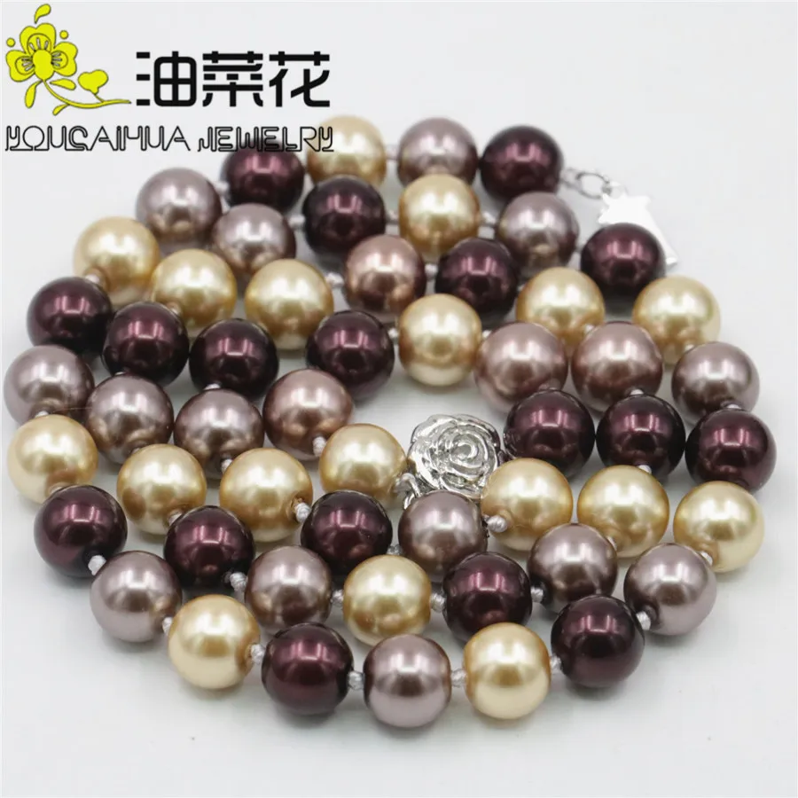 Fashion Natural 8mm MultiColor South Sea Shell Pearl beads Jewelry necklace 18/'/'