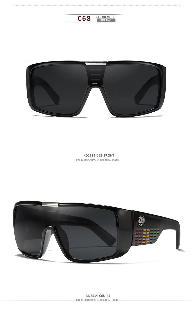 KDEAM Bold щит Для мужчин солнцезащитные очки поляризованные очки HD Визоры очки для улицы, выглядит как никто Другое УФ очки с фирменным чехол KD2514