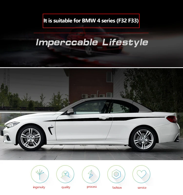 2 шт. боковая наклейка для BMW F32 4 серии Coupe M производительность акцент Atripes боковые полосы графика стикеры стайлинга автомобилей