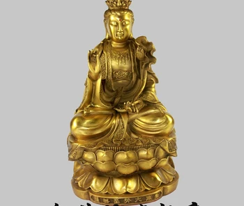 

10" China Tibet Bronze Lotus Guanyin Kwan-yin Bodhisattva Sit Brass Statue