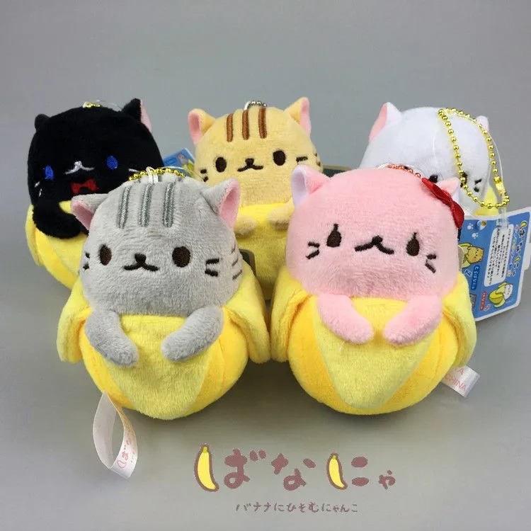 Новинка, плюшевая игрушка Bananya Banana Cat, мягкая кукла в виде животного, 9 см, брелок, аниме, детские куклы, Peluche Brinquedos, детские подарки