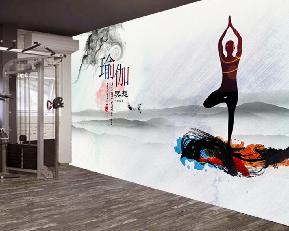 送料無料ヨガスタジオカスタム3d写真の壁紙インク煙ヨガジム壁背景エレガント美容壁画良い価格 壁紙 Aliexpress