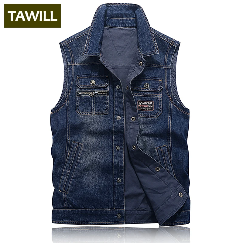 TAWILL Fashion Men's Ripped Denim Vest Slim Fit Distressed Sleeveless ...