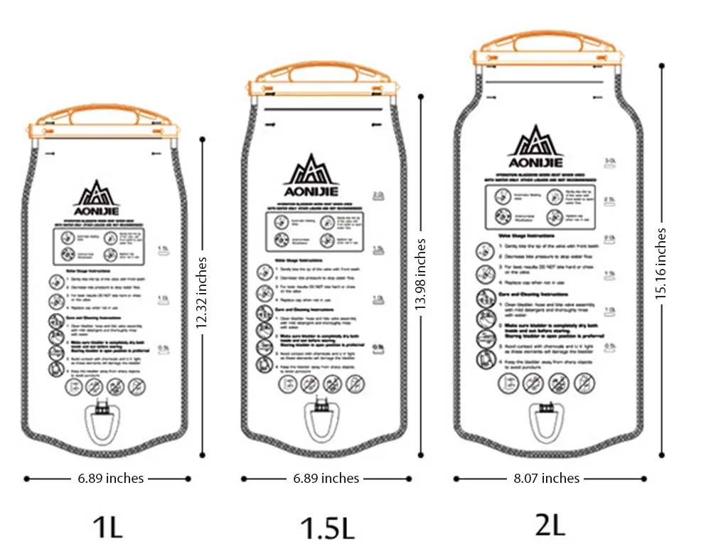 AONIJIE 1.5L/2L/3L на открытом воздухе езда на велосипеде Бег складной ТПУ-мешок для воды спортивная гидрация мочевого пузыря для кемпинга пешего туризма альпинизма