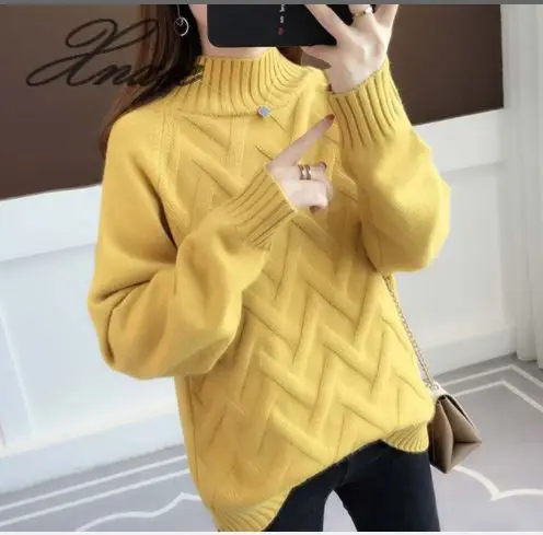 

Xnxee autumn and winter sweater women loose 2019 new half-high collar pullover sweater long-sleeved women
