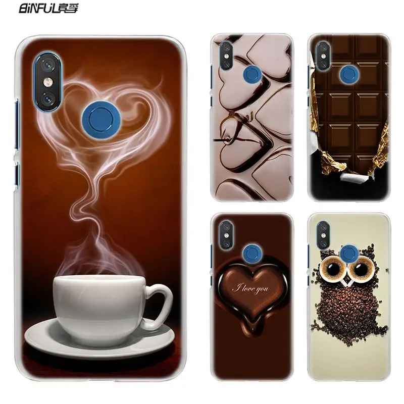 

For Xiaomi Redmi Note 7 Go 6 6A Pro S2 5 Plus 4X Mi Play 8 lite A2 A1 Clear Hard Plastic Case peony chocolate and coffee