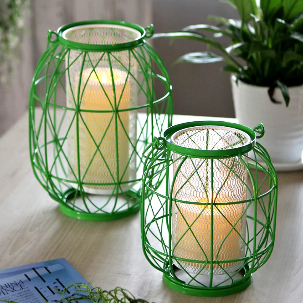 Iron Wire Hollow Birdcage Lantern Votive Candle Tea Light Holder Wedding Venue Decoration Lanterns Case