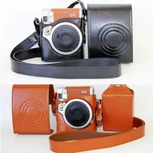 Из искусственной кожи Камера чехол сумка для Fuji Fujifilm Instax Mini 90 цифровой сумка-чехол для камеры Protector+ плечевой ремень