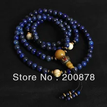 BRO603 натуральный темно-синий лазурит Медитация Мала 6 мм темно-синее ожерелье из синего бисера для девочек