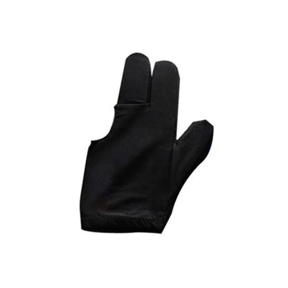 Бильярдные три пальца перчатки высокая эластичность Тонкий кий снукер прочный унисекс аксессуар EDF88 - Color: Black