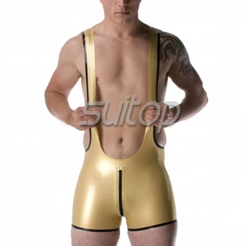 

Suitop rubber latex suspender hot shorts