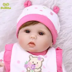 42 см Reborn Baby Мягкая силиконовая кукла младенца куклы хлопок тело bebes reborn bonecas детский подарок