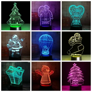 

New Year Novelty Christmas Series 3D LED Lamp Santa Claus Snowman Christmas Tree lamp Night Light RGB Christmas Decor Kids Toys