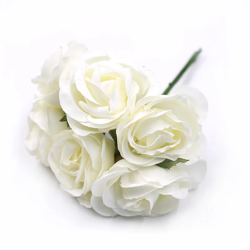 6 шт./лот 4 см букет роз из шелка искусственный цветок свадебное украшение дома DIY ВЕНОК скрапбук Подарочная коробка Цветок