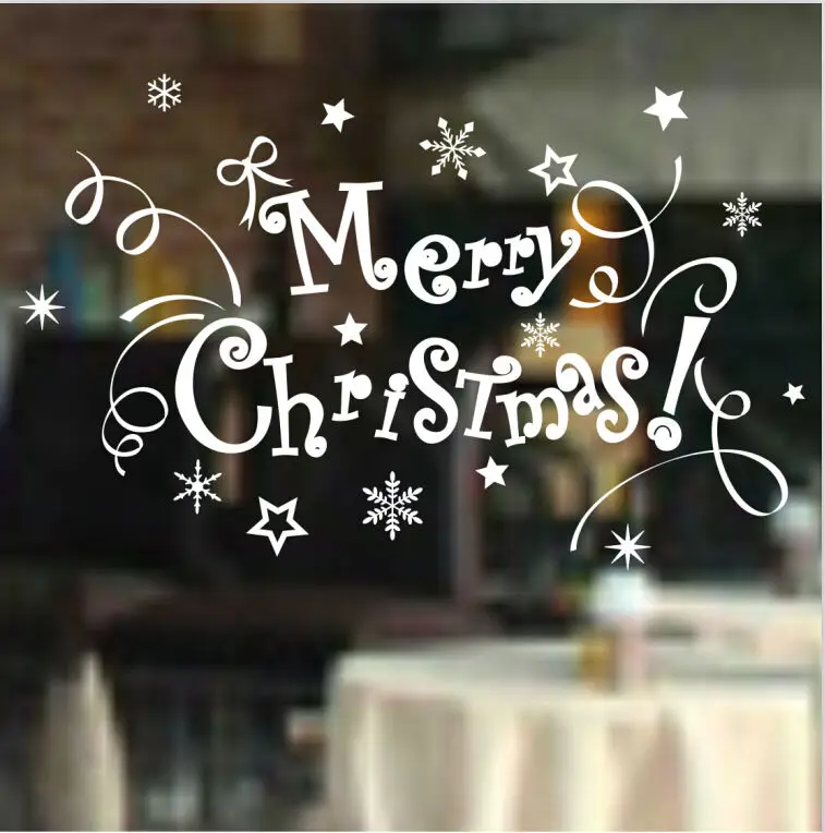 

Feliz Natal Adesivo De Parede Merry Christmas Quotes White Snowflakes wall Stickers Art Removable Decal Decor Vinyl Mural D786