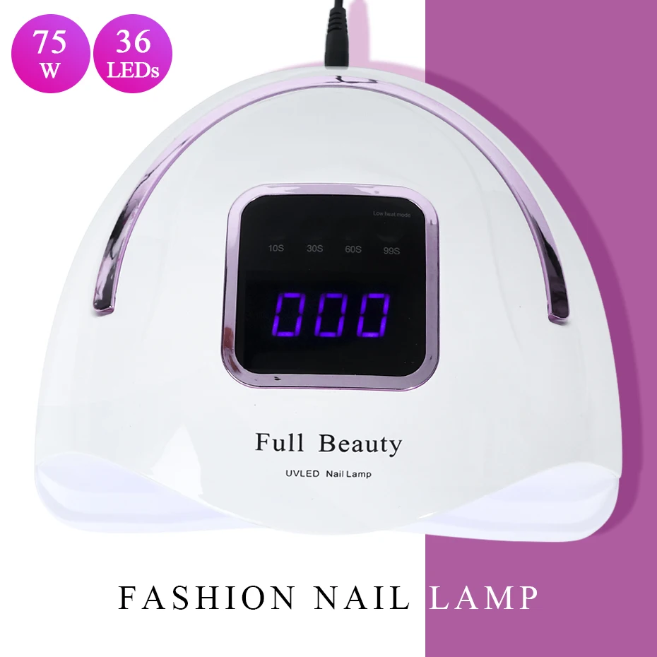 

75W Professional UV Lamp For All Gel Polish Nail Art LED Lamp Smart Memory Timing Fast Dry Nail Dryer Manicure Equipment BEFBS2
