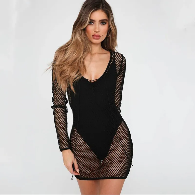 

black sexy Mesh Perspective club women casual mini spring summer Bodycon party dress clothes 2019 ladies dresses robe femme