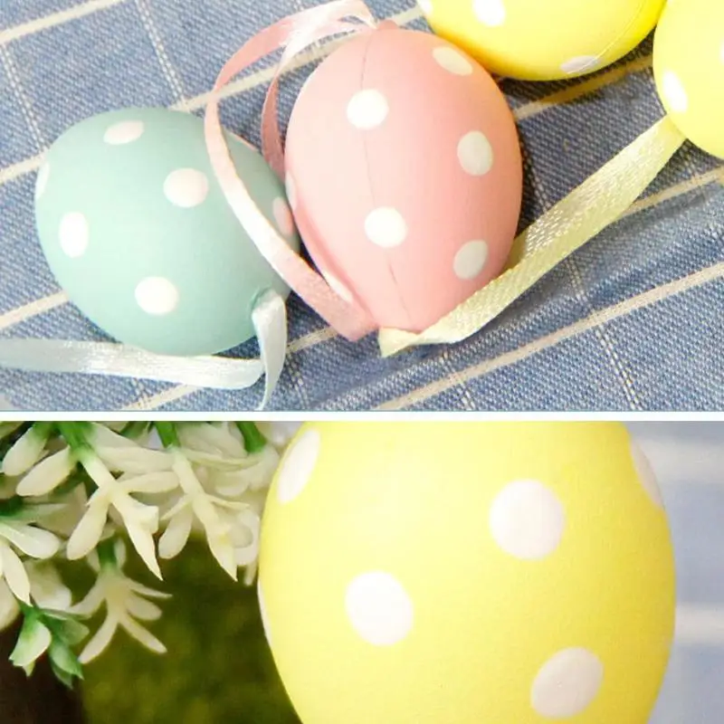 9pcs/Box Easter Simulation Egg Ornaments Child Macaron Eggs Painted Toys