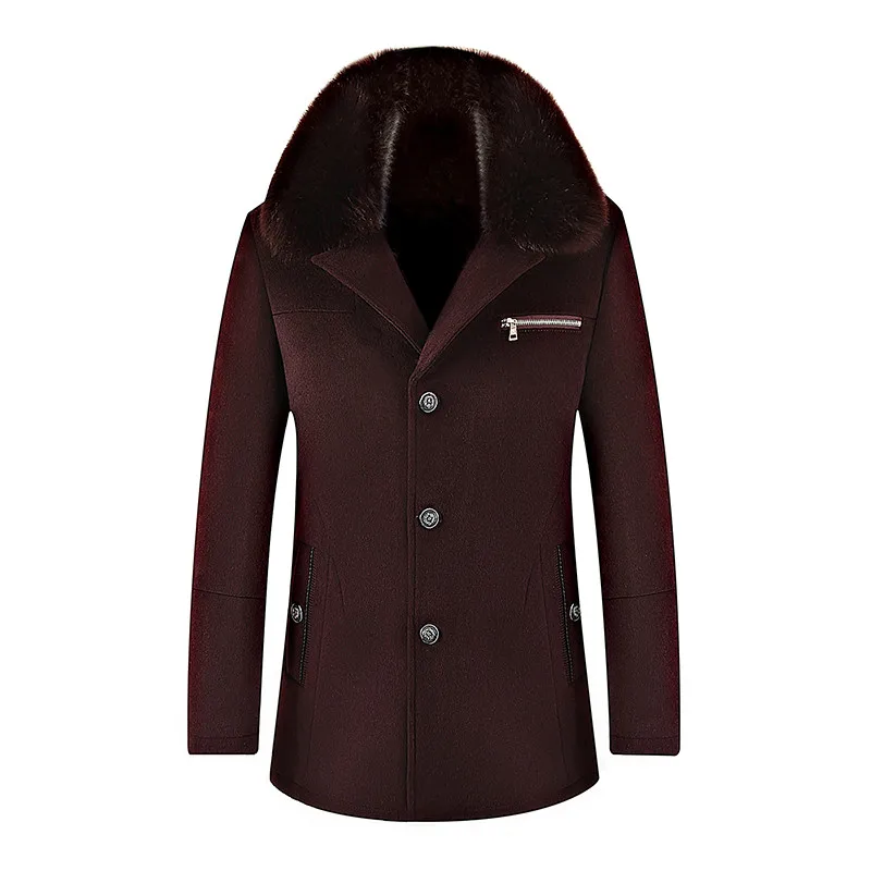 

2019 winter Men's high quality wool jackets trench coat Men single breasted Collars Detachable long windbreaker woolen overcoat