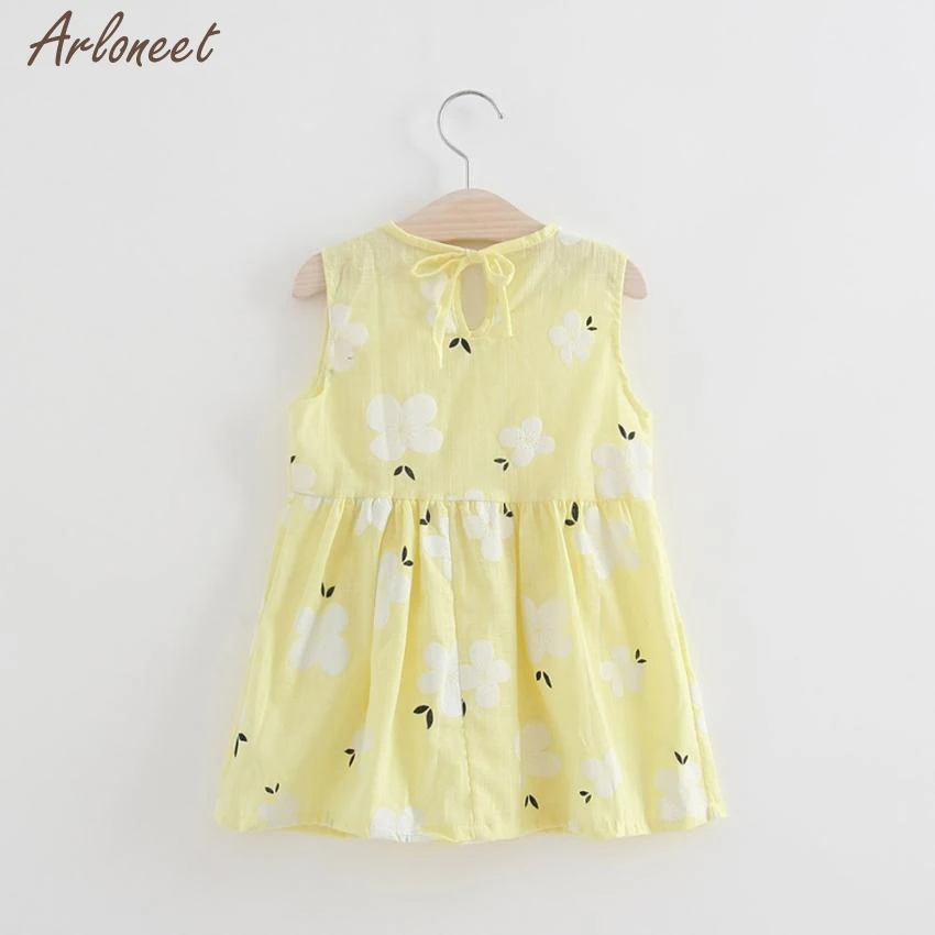 Платье для малышей летние платья без рукавов с цветочным принтом и воротником Питер Пэн нарядное платье для маленьких девочек JAN18