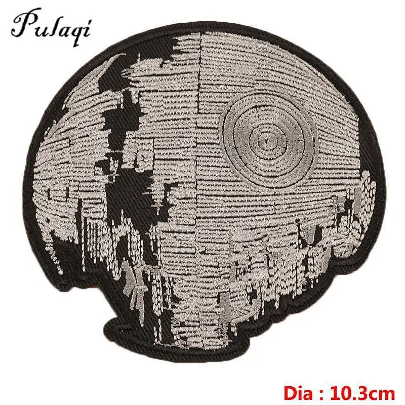 

Pulaqi Large Star Wars Round Badge One Death Star Patch Leather Jacket Embroidered Iron On MC Biker Vest Costume Applique D