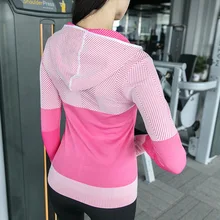 Женская спортивная куртка, дышащая, тонкая, для йоги, на молнии, толстовки, для фитнеса, тренировок, с длинным рукавом, быстросохнущая, для улицы, Спортивная рубашка