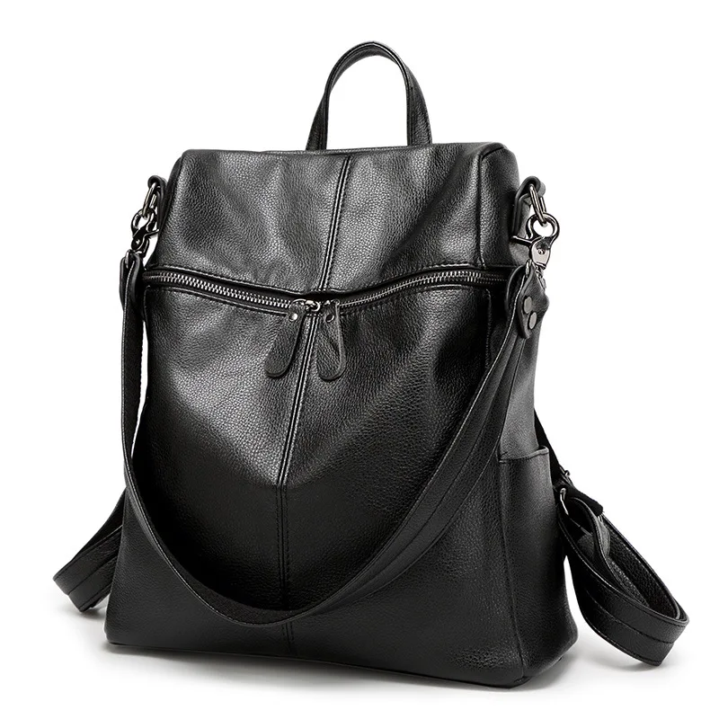 

BOSTANTEN Female Backpack Women High Quality Capacity School Bag Leather For Teenager Girls School Bag Shoulder Travel Sac A Dos