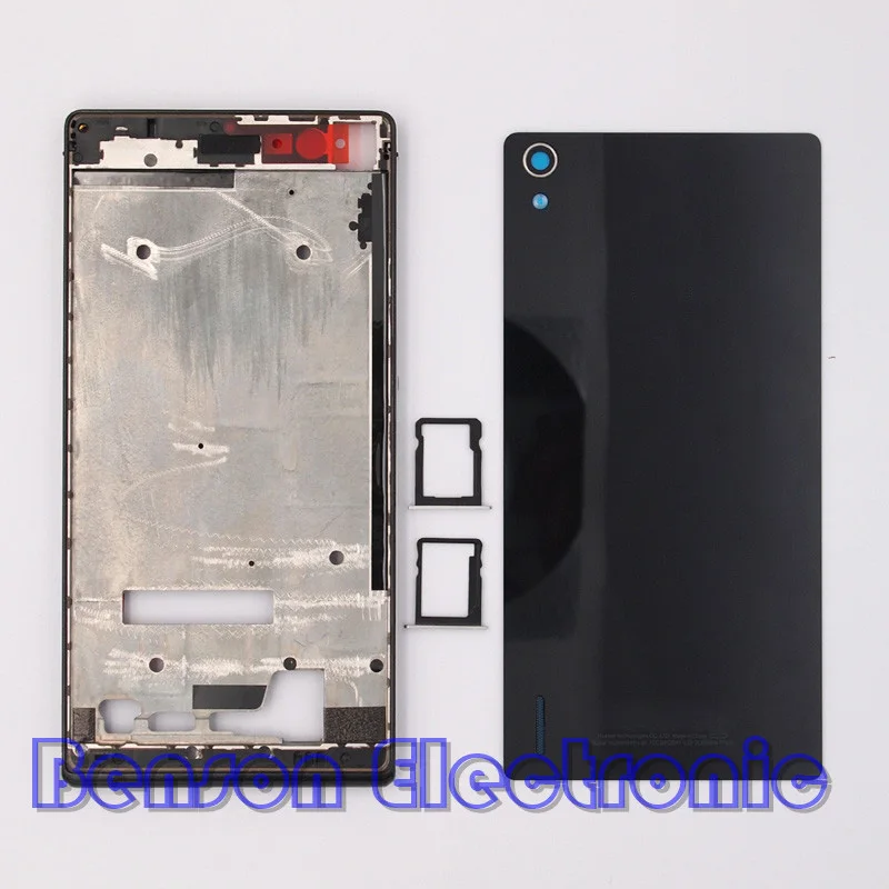 imágenes para BaanSam Nuevo LCD Marco Frontal de Cristal Trasera de Batería Cubierta de la Tarjeta SIM bandeja para huawei ascend p7 case vivienda con botones de volumen de energía imágenes para BaanSam Nuevo LCD Marco Frontal de Cristal Trasera de Batería Cubierta de la Tarjeta SIM bandeja para huawei ascend p7 case vivienda con botones de volumen de energía