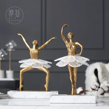 

Set of 2pcs Ballet Doll Decor / Made of Copper with Marble Base