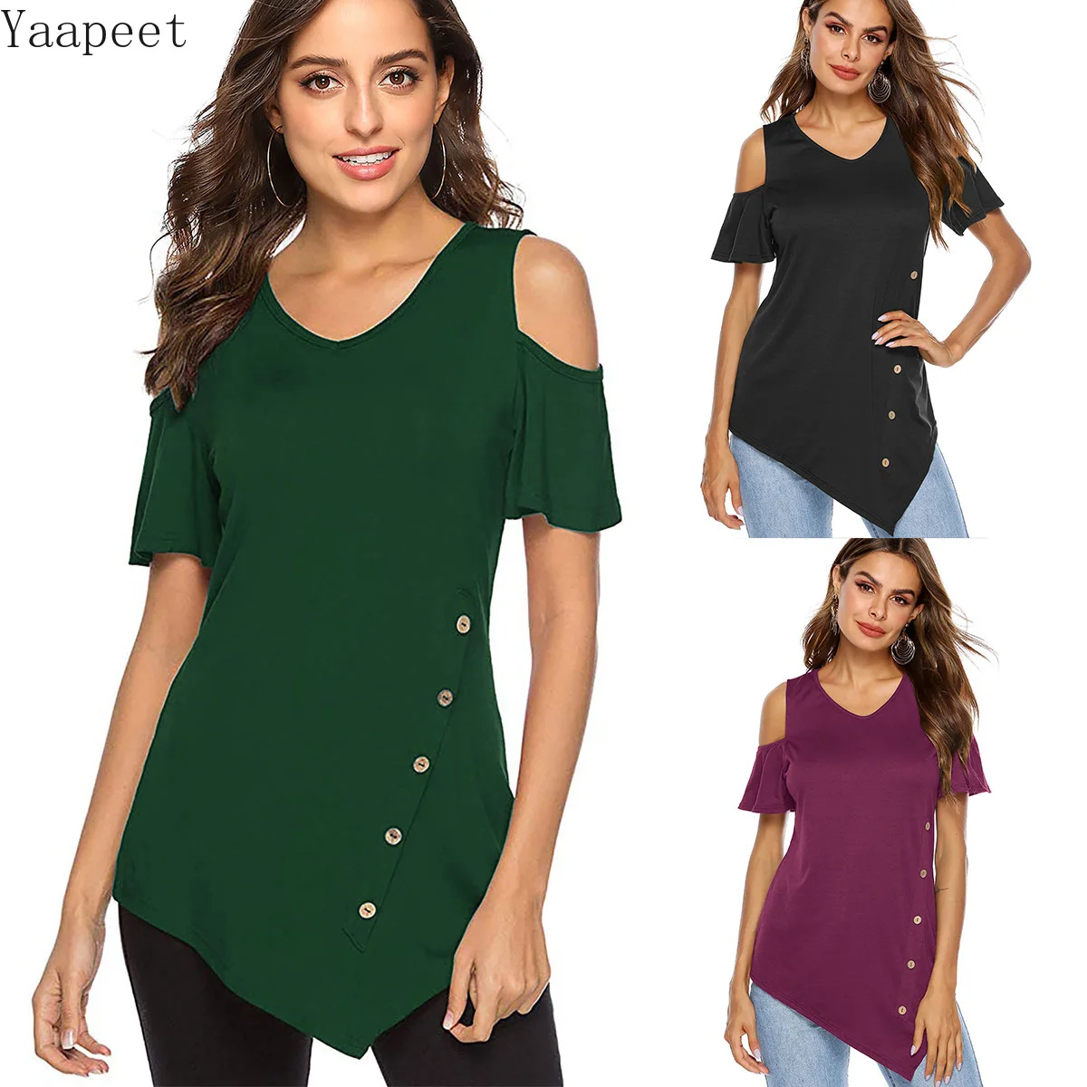 

New Summer 2019 Women T-Shirt Casual Solid Short Sleeve O-Neck Fashion Splice Ruffle sleeve Women Cotton Summer Clothing T-shirt