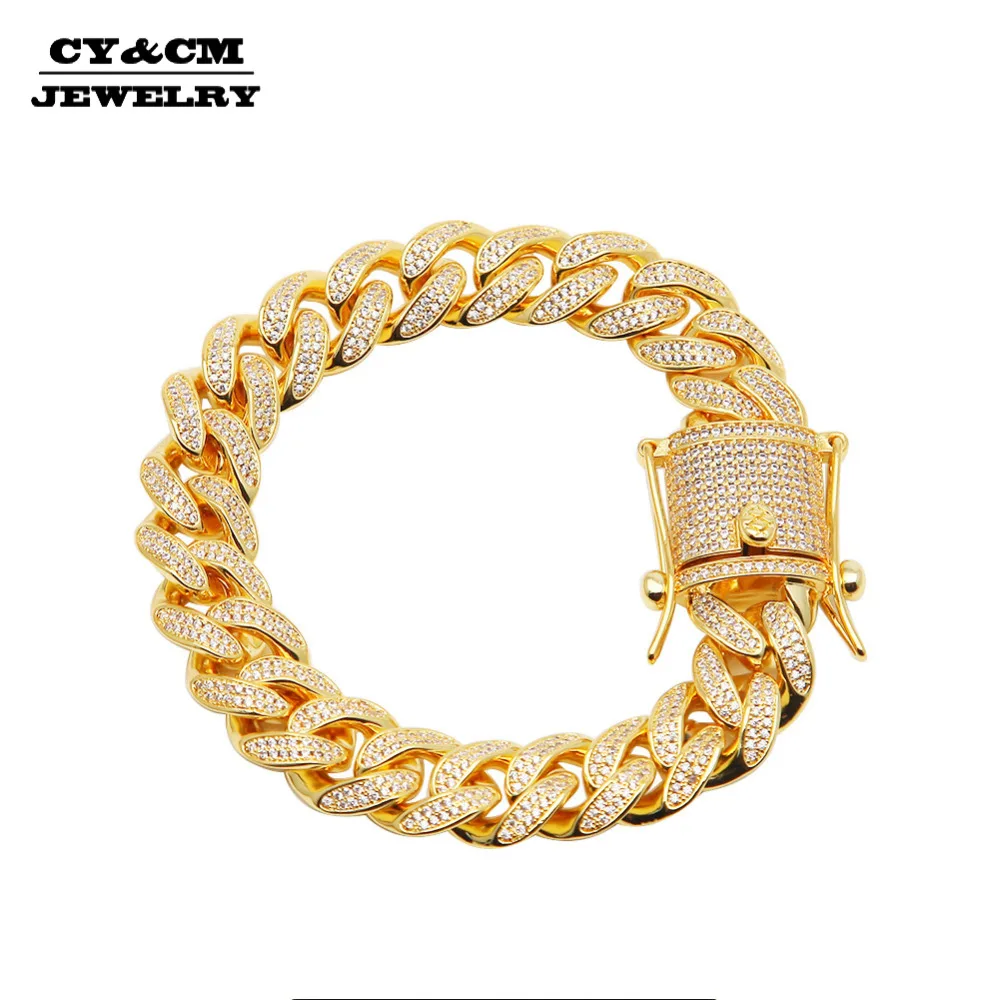 CY & CM Мужской Блестящий микро проложить кубический цирконий Iced Out золотой