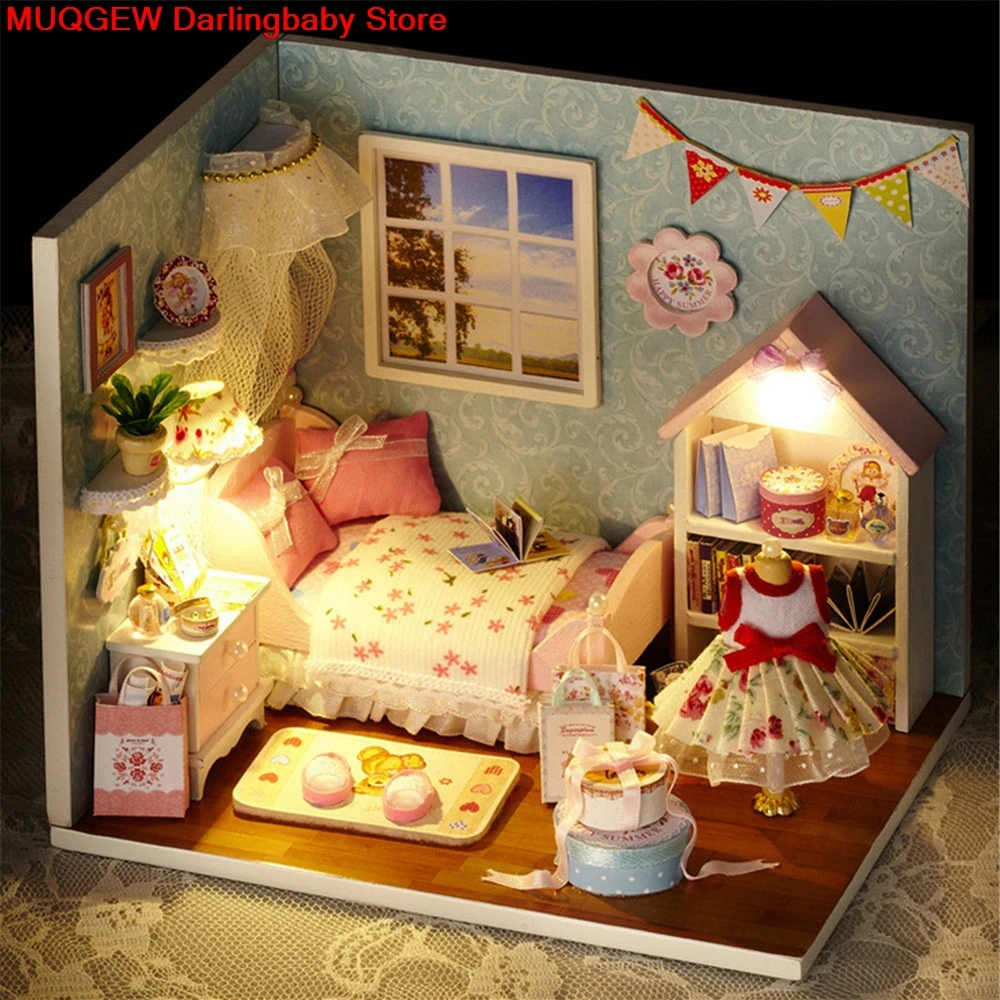 DIY 3D кукольная Миниатюра 1:12 Бумага миниатюрный Мебель комплект светодиодный свет