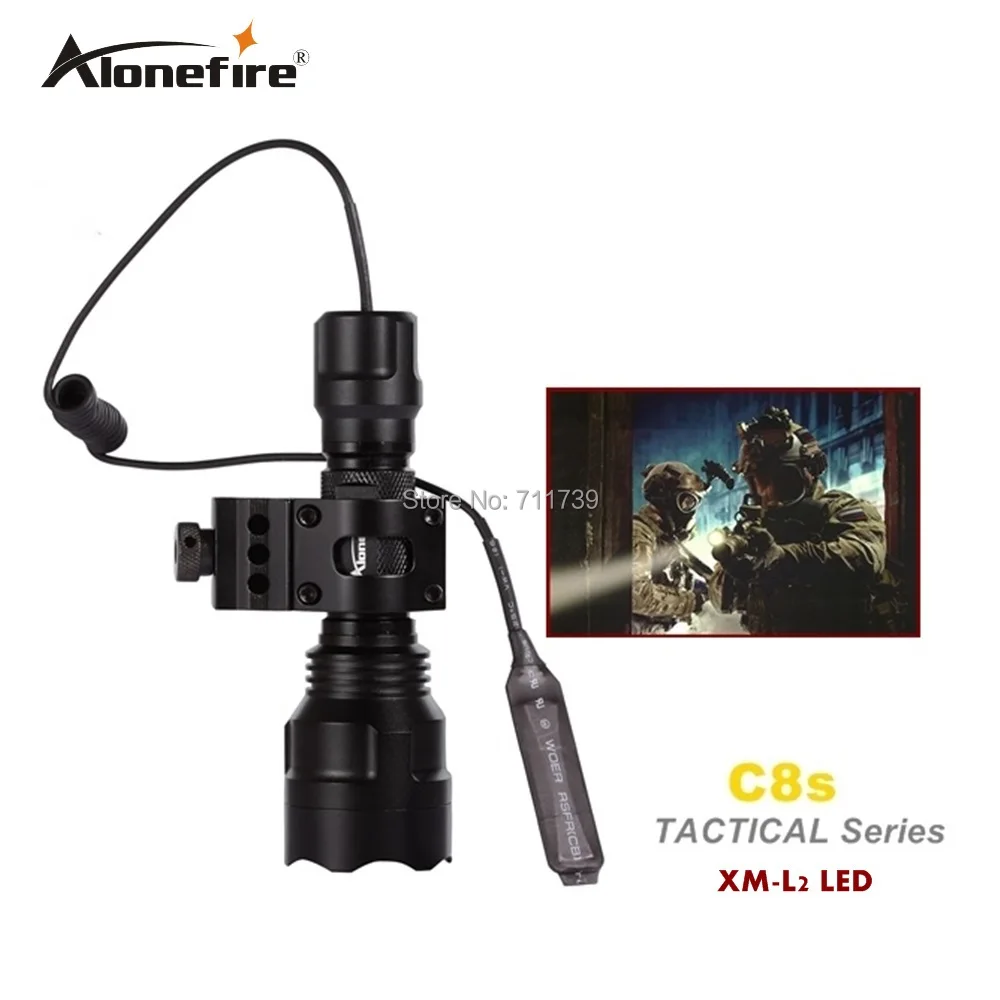 AloneFire C8 CREE XM-L2 U3 светодиодный тактический светильник фонарь 20 мм крепление для страйкбола прицел ружья светильник 18650 батарея