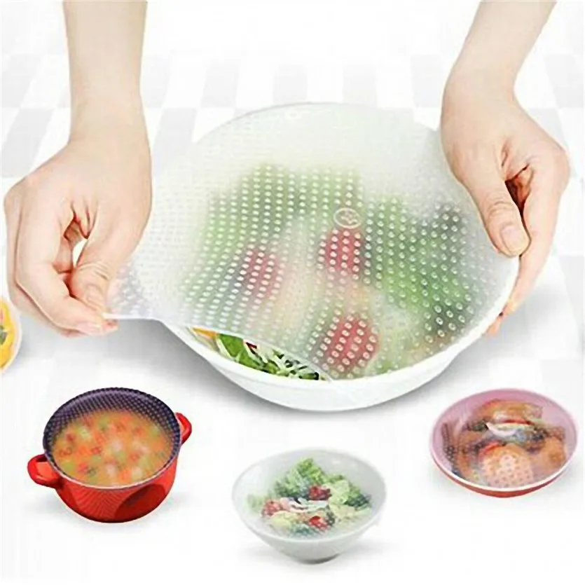 

Multifunctional Silicone Food Wrap Clear Reusable Silicone Wraps Seal Cover Stretch Fresh Wrap Kitchen Tools 15CmX15CM