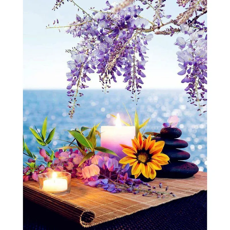 5d diy diamond embroidery sunflower&candle diamond painting Cross Stitch full drill Rhinestone mosaic gift for friend