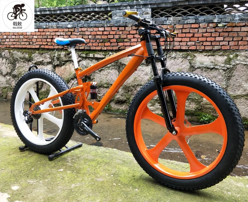 Cheap Kalosse 24 speed  Fat/Snow  bike 3X8S  Soft-tail  steel frame  Beach bicycle   26*4.0 tires  mountain bike  M310  Groupset 6