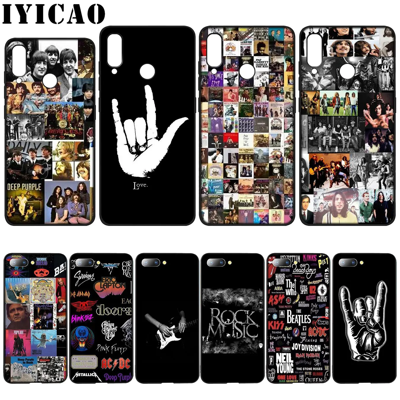 

IYICAO Classic Rock And Roll Albums Collage by Soft Case for Huawei Y7 Y6 Prime Y9 2018 Honor 8C 8X 8 9 10 Lite 6A 7C 7X 7A Pro