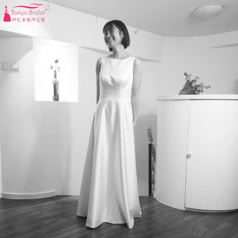 

simple Satin Wedding Dresses Jeong So Min Because This Is My First Life Bohemian Beach Bridal Gowns Vestido De Noiva ZW003