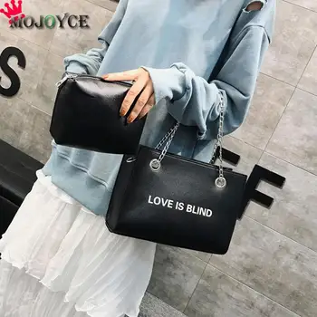 

2pcs/set Fashion Women Chain Tote Shoulder Bags PU Leather Handbag Crossbody Bag Casual Accessories